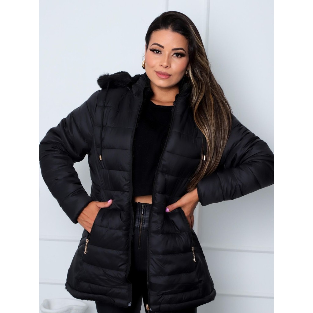 Parka Sobretudo De Nylon Feminino Jaqueta ParKa Feminina Dupla