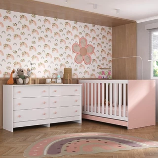Berço 3 em 1 com Colchão Incluso e Cômoda Doce de Leite Multimóveis MP4298 em Oferta na Shopee