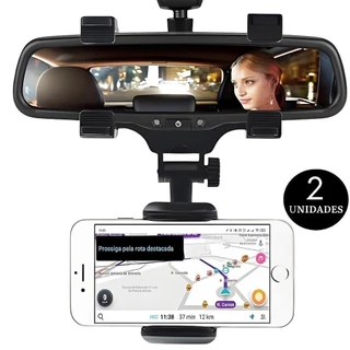 Kit Suporte Veicular Carro Gps Para Celular 360º Retrovisor Automotivo Universal