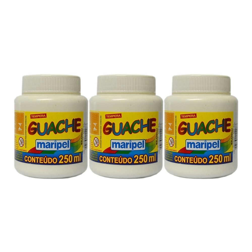 Kit 3 Tinta Guache Branca 250mL Cada Maripel Pintura | Shopee Brasil
