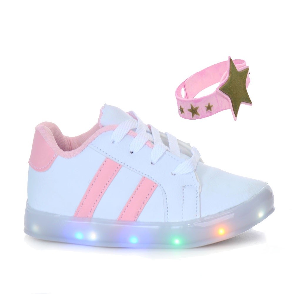 Tênis De Rodinha Infantil Com LED Recarregável Casual Colorido em