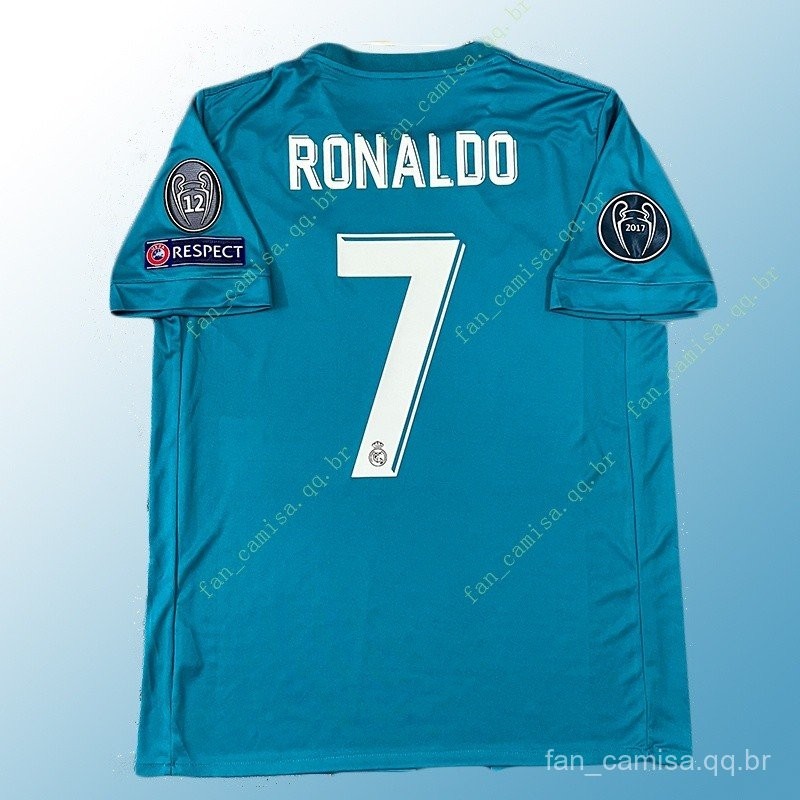 17-18 Real Madrid Temporada Terceira partida Cristiano Ronaldo camisa de manga curta
