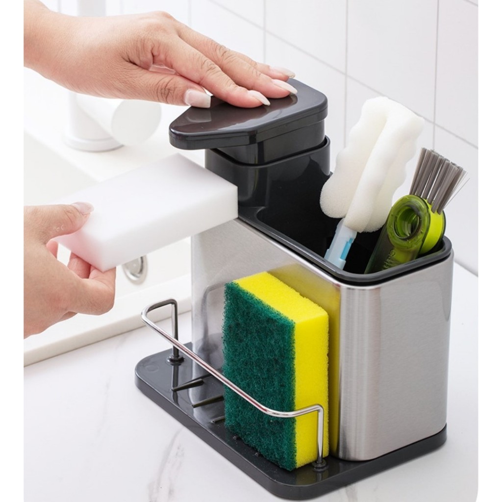Porta Detergente Dispenser Sabão Liquido Esponja Bucha Inox