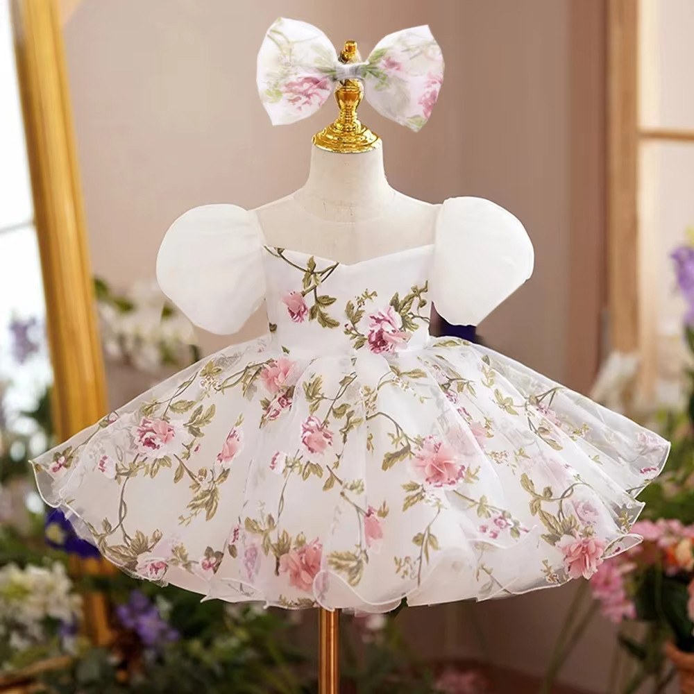 Flor Batismo 1 Ano Vestido De Aniversário Para Bebê Menina Roupas Manga ...