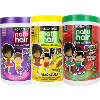 Combo Creme para pentear Uva + Maracujá + Melancia Natuhair 1KG