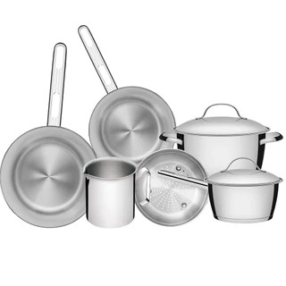 Jogo De Panelas Tramontina Allegra 6pçs Aço Inox Com Fundo Triplo Para Fogão De Indução em Oferta na Shopee