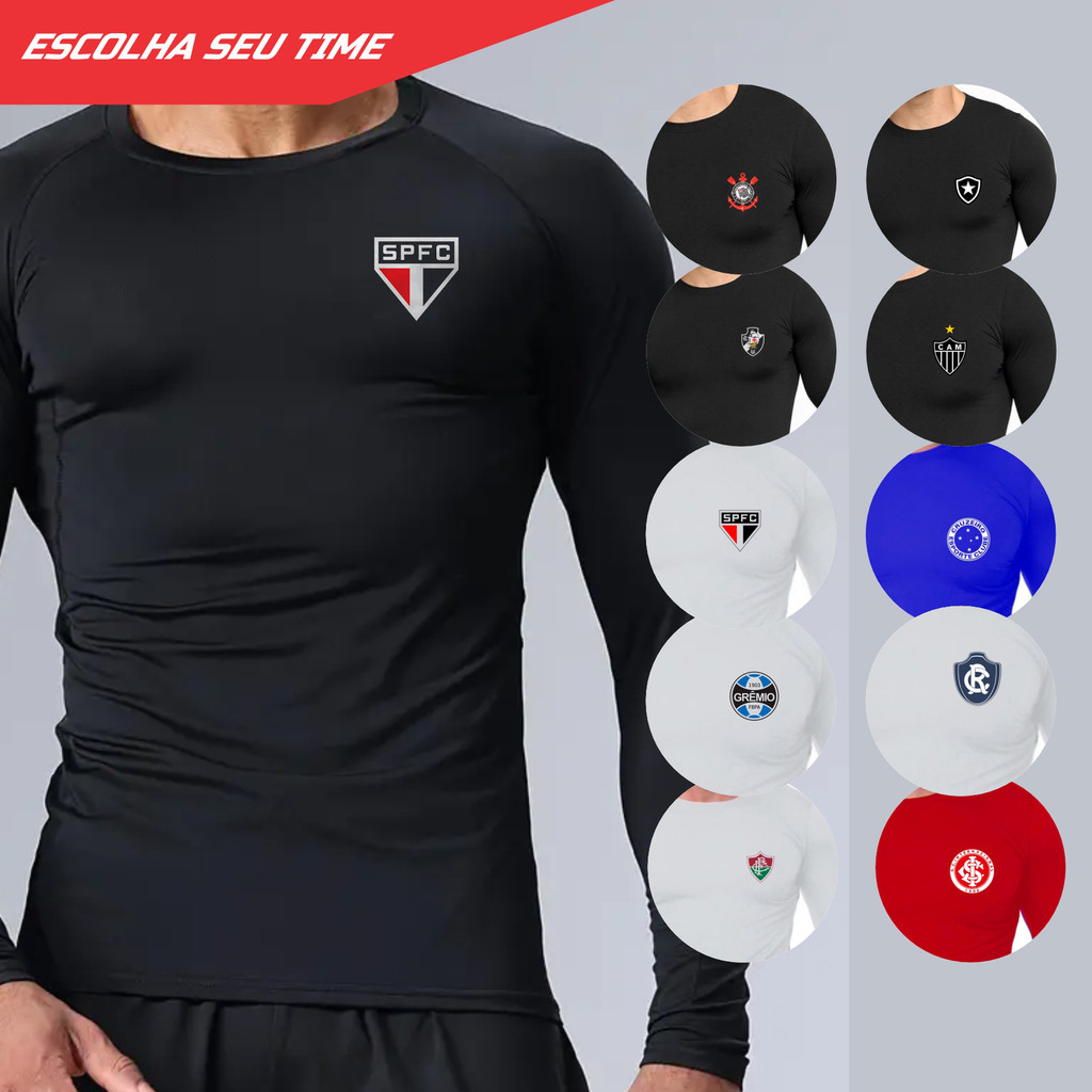 Camisa térmica Proteção Solar UV Times e clubes de Futebol Segunda Pele ...
