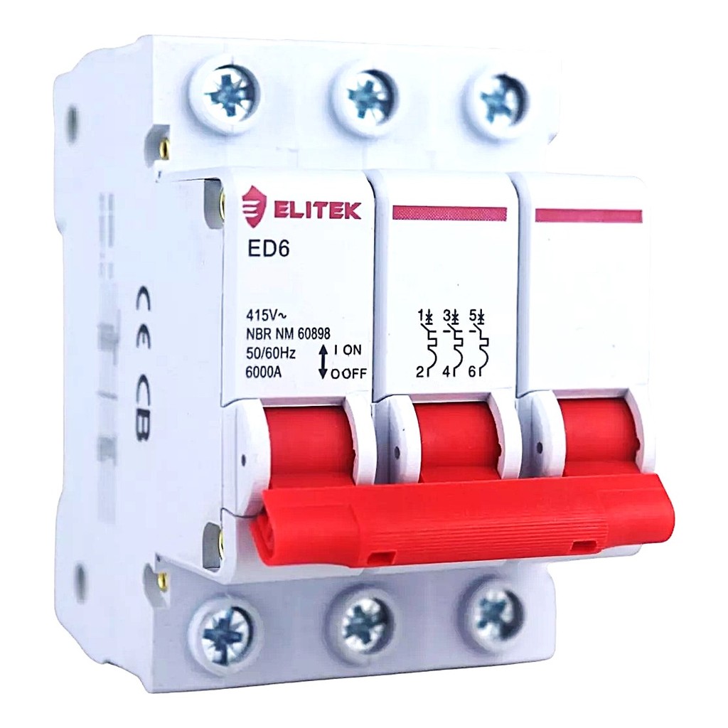 Disjuntor Tripolar Elitek 63A Curva C - 6kA - ED63C63A | Shopee Brasil