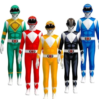 Power Rangers Macacão Cosplay Traje Crianças Adulto Fantasia Vestido Festa Super-Herói