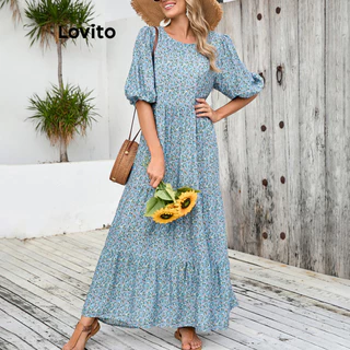 Lovito Vestido casual Ditsy floral em camadas para mulheres LNL72510