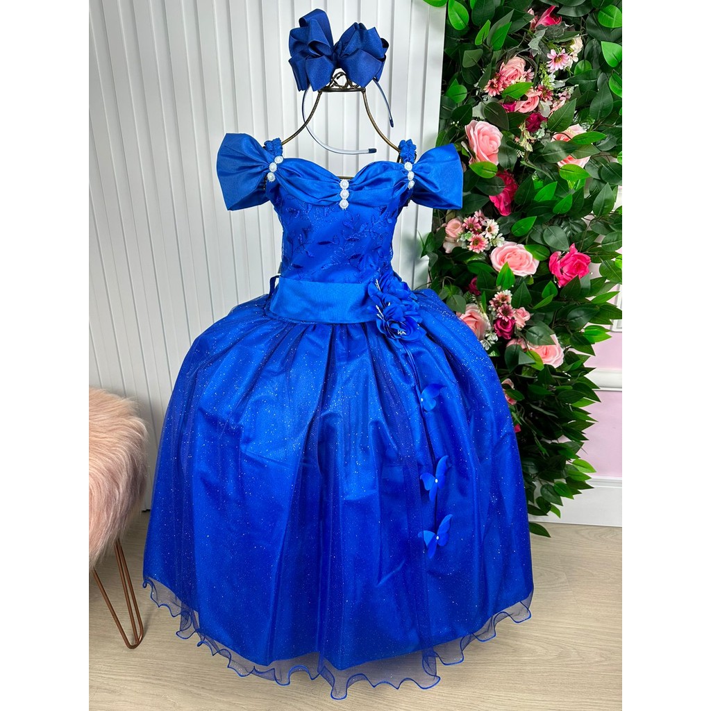 Vestido formatura fashion infantil azul royal