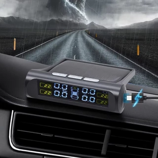 Medidor De Pressão Dos Pneus Monitoramento Anormalidade Do Veículo Solar Sem Fio TPMS Caminhão RV Reboque Carro Digital