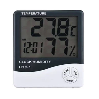 Termo higrômetro Digital Medidor Temperatura Umidade Relógio Digital 16012