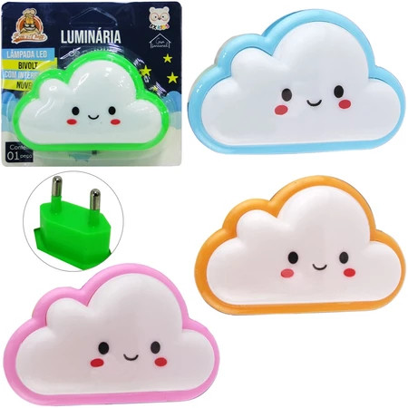 kit Abajur Luz Para Quarto Bebê Tomada Infantil Bivolt Luminária Led ...