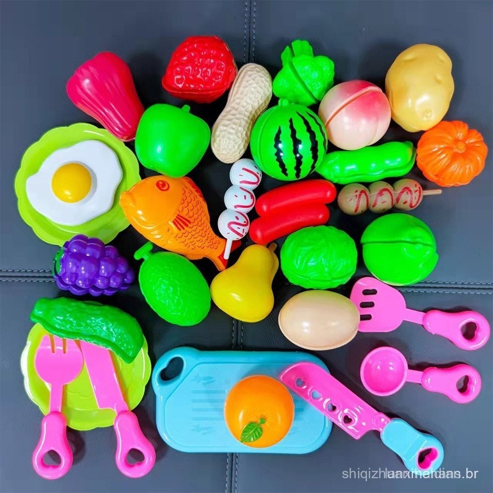 Conjunto de Brinquedos de Frutas e Legumes com 25 Peças, Modelo de ...
