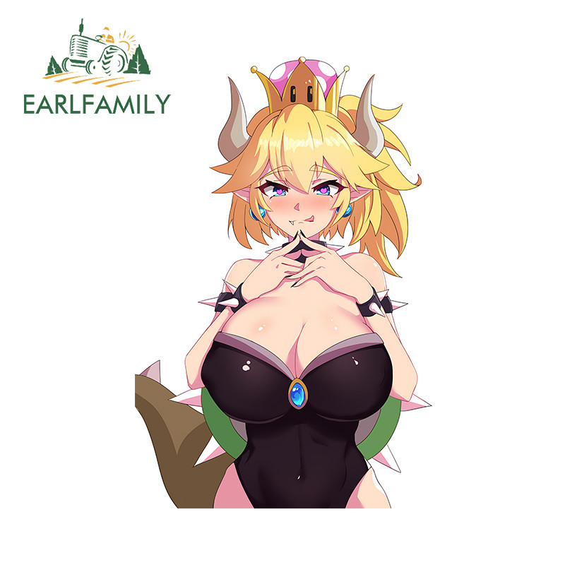 EARLFAMILY 13cm Bowsette Adesivo De Carro Motocicleta Pára-Brisa Traseiro Capacete Decalque À Prova Dwaterproof Água Ele