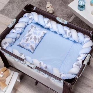Kit Berço Desmontavel de Chiqueirinho de Menino 5 Peças Com Trança em Oferta na Shopee
