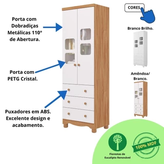 Quarto de Bebê Completo Berço Americano Uli Guarda Roupa Uli 2 Portas Cômoda Uli 100%MDF Moveis Peroba
