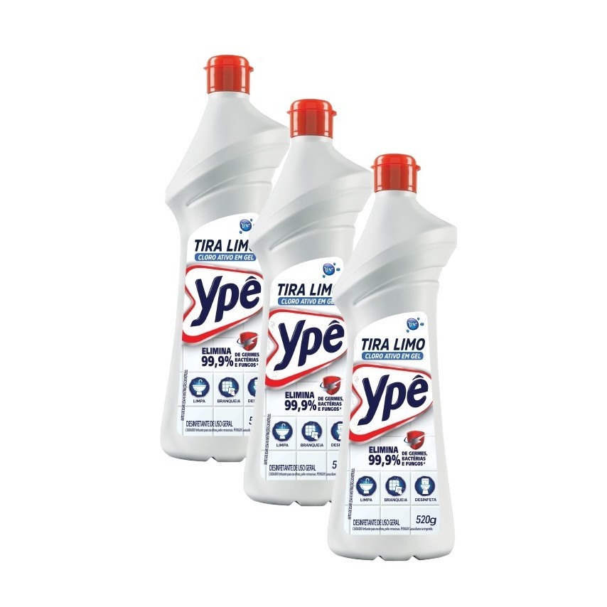 Kit c/ 3 Tira Limo Ypê Para Banheiro Cloro Ativo Gel 520g | Shopee Brasil