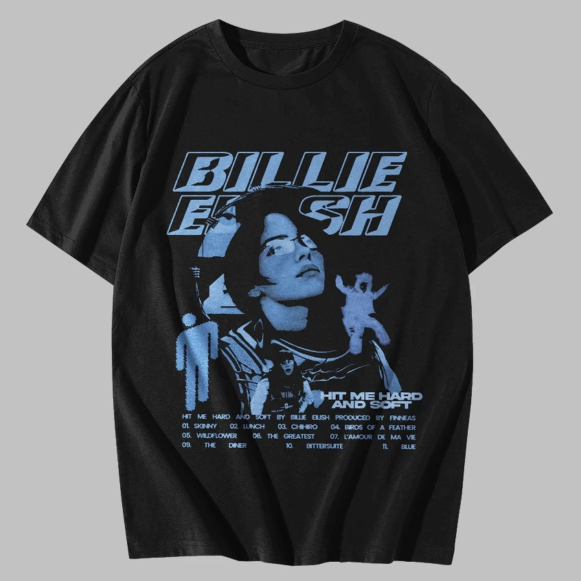 Camiseta Basica Cantora Billie Eilish Camisa 100% Algodão