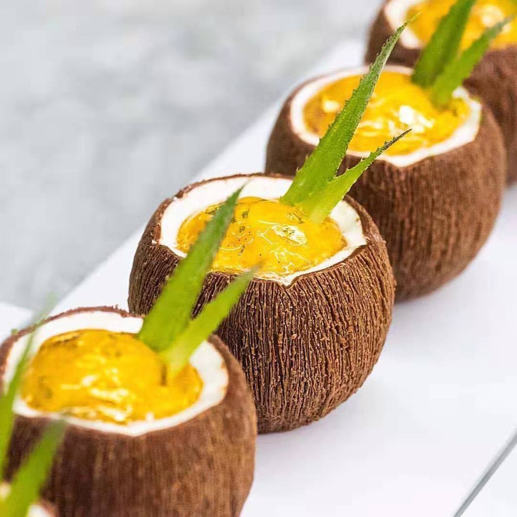 8 semicírculo coco Mousse francesa pastelaria criativa fruta