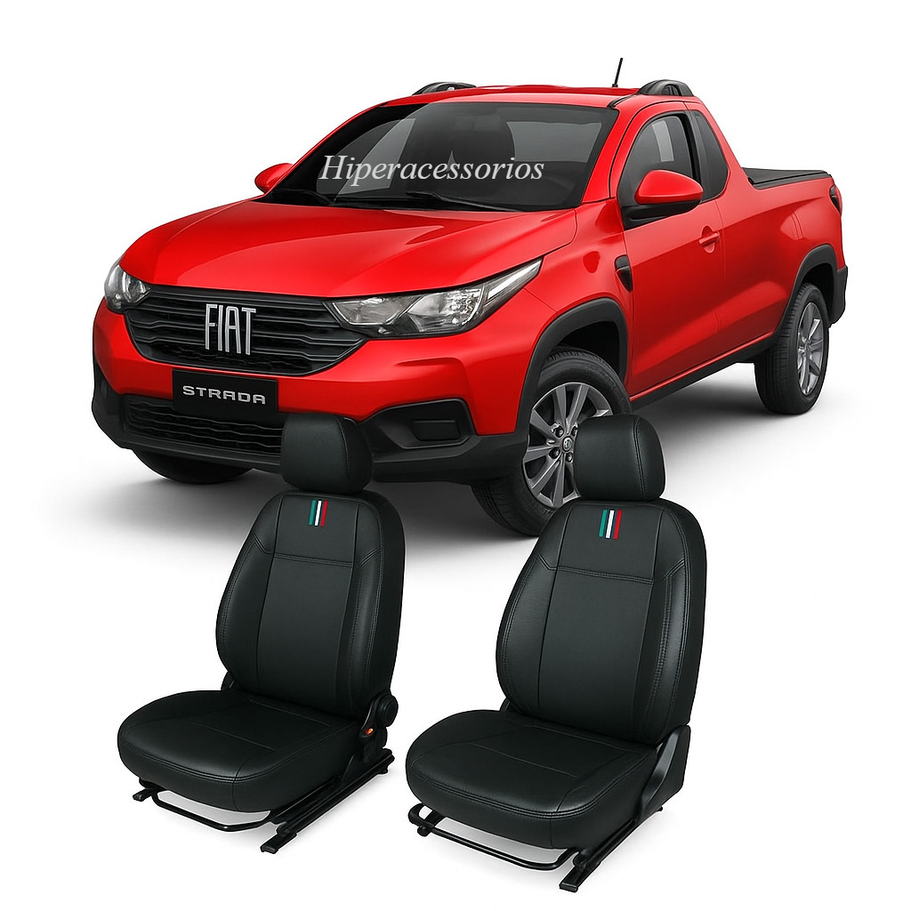 Capa Banco Automotivo Couro Fiat Strada Cabine Simples 2021 - 2024 Sob ...
