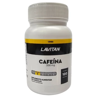 Suplemento Alimentar Cafeína 200mg Lavitan Cimed Com 100 cápsulas