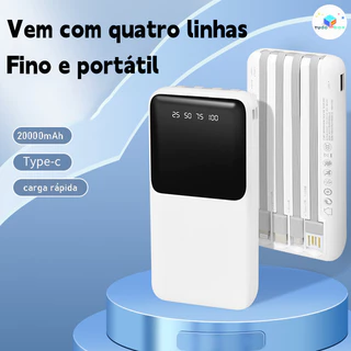 Power Bank 20000mAh: Carregamento Ultra-Rápido, Carregador Portátil, 4 Portas USB e Visor Digital