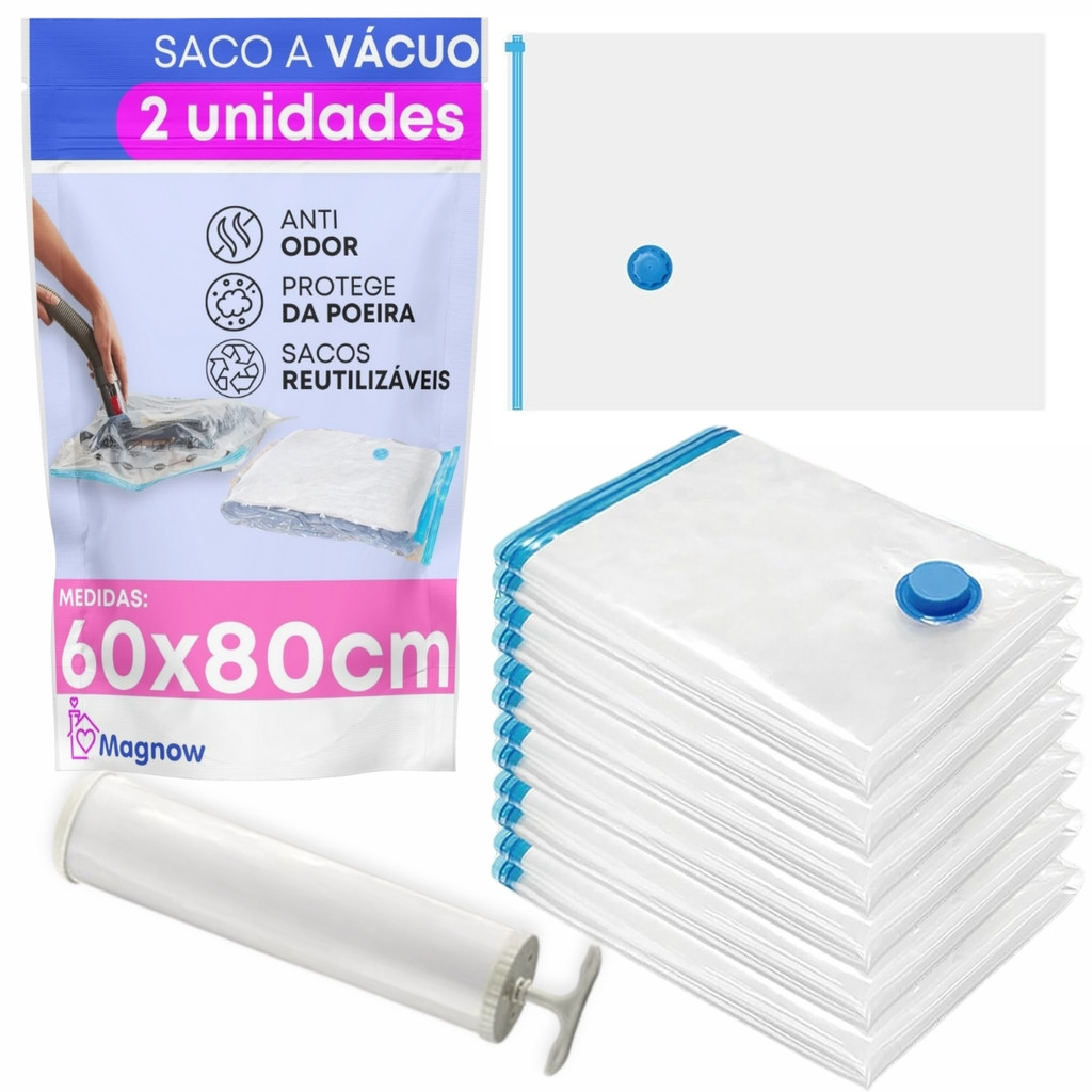 Kit 2 Saco A Vacuo Vac Bag Com Bomba 60x80cm Viagem Mala | Shopee Brasil
