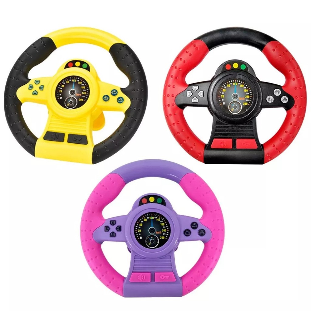 Volante Para Coche Infantil DeAO – Simulador De Conducción Con Sonidos Y Luces – Giro De 360° – Color Rosa