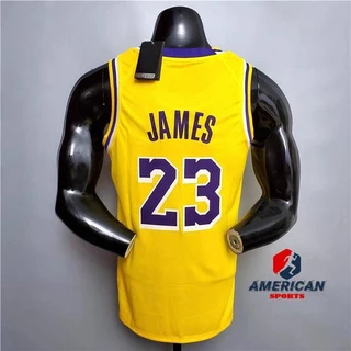 Camisa Masculina LeBron James Basquete Com Gola Amarela Bordada Regata Jersey