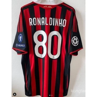 AC Milan 09/10 Camisa Retro Clássica Ronaldinho Kaka Beckham Jersey GARJ