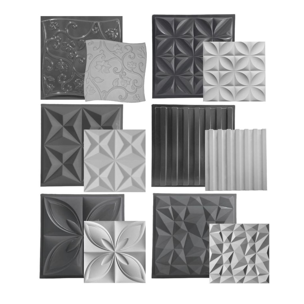 Kit Formas Para Gesso 3D Fazer Placas Revestimento 50x50cm | Shopee Brasil