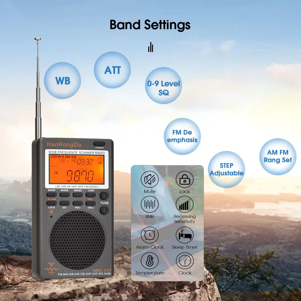 Rádio Portátil SSB De Ondas Curtas FM MW SW LSB AIR CB VHF UHF Full