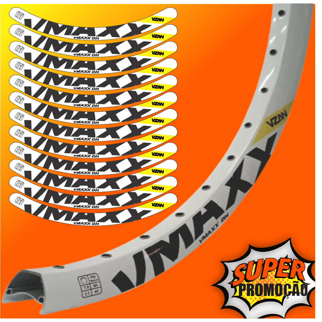 Cartela Adesivos Vmaxx 12 Unidades DH LT Vzan Disco e V brake Rodas ...