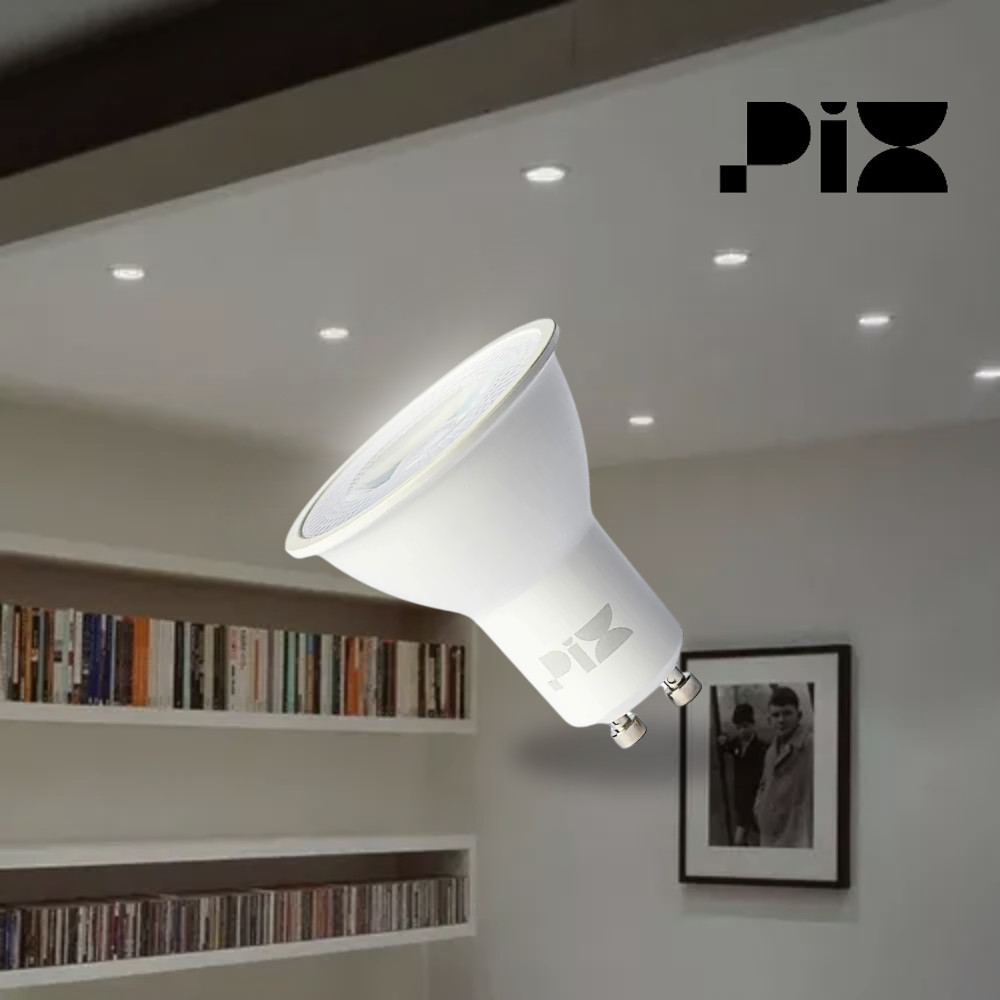 Kit Lâmpadas MR16 Dicróica Pix 3000K 7W 525 lm 50 GU10 38° Iluminação Eficiente Elegante Luz Quente Ângulo Feixe Focado