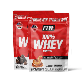 Kit 100% Whey 900gr Refil Chocolate e Doce de Leite FTW