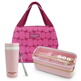 Conjunto Bolsa Térmica com Copo com Tampa 300ml e Pote Marmita Ecológica de 2 Andares 750ml