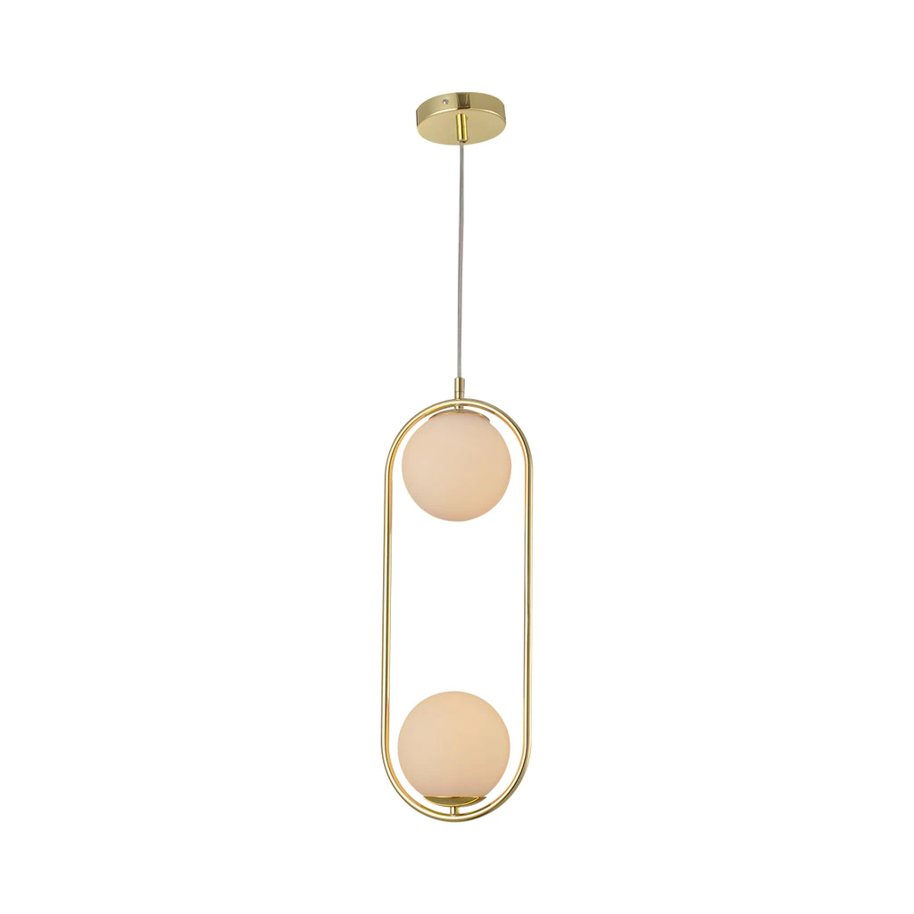 Luminaria Pendente Led Perola Arco Duo 2xG45 Ouro Deluxe