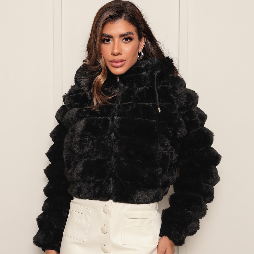 Zíper Blusa De Frio De Pelo Felpudo Blusa Puffer Pelúciada