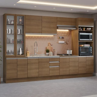 Armário de Cozinha Completa 340cm Glamy Madesa 01 em Oferta na Shopee