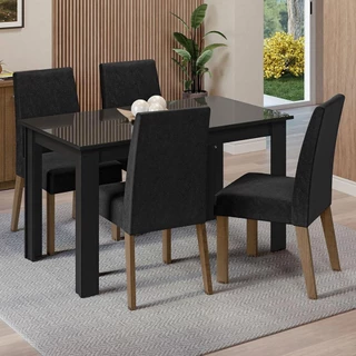 Conjunto Sala de Jantar Mesa Tampo de Vidro 4 Cadeiras Antônia Madesa em Oferta na Shopee