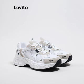 (Lovito Refine) Tênis casual liso com sola grossa e respirável para mulheres LFA45281