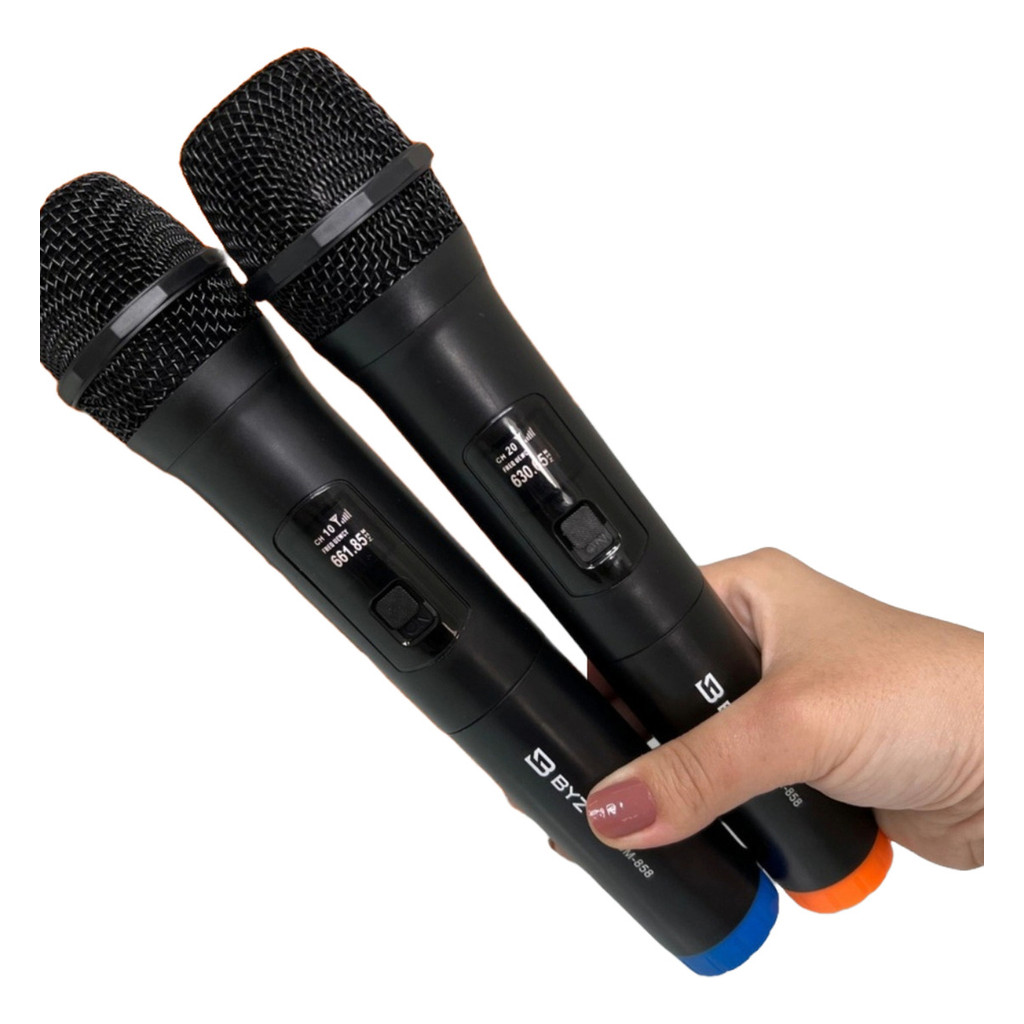2x Microfones Sem Fio Profissional Dinâmico Karaoke Duplo Co