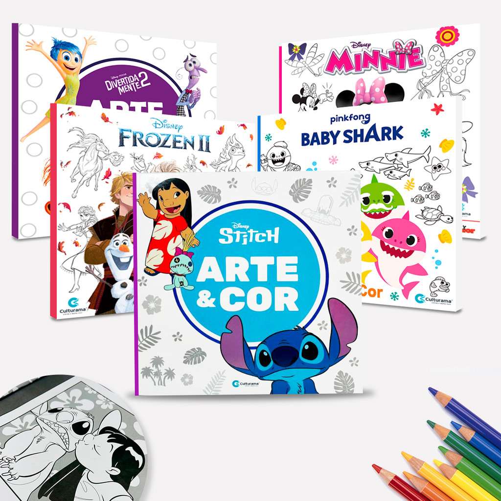 Livro Para Pintar Colorir Desenhar Disney Lilo Stitch Minnie Frozen ...