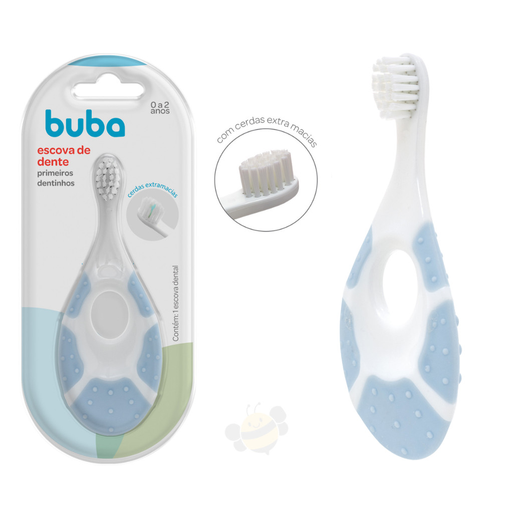 Escovinha de Dente Buba Higiene Bucal Bebê Menino Escova Dente Azul ...