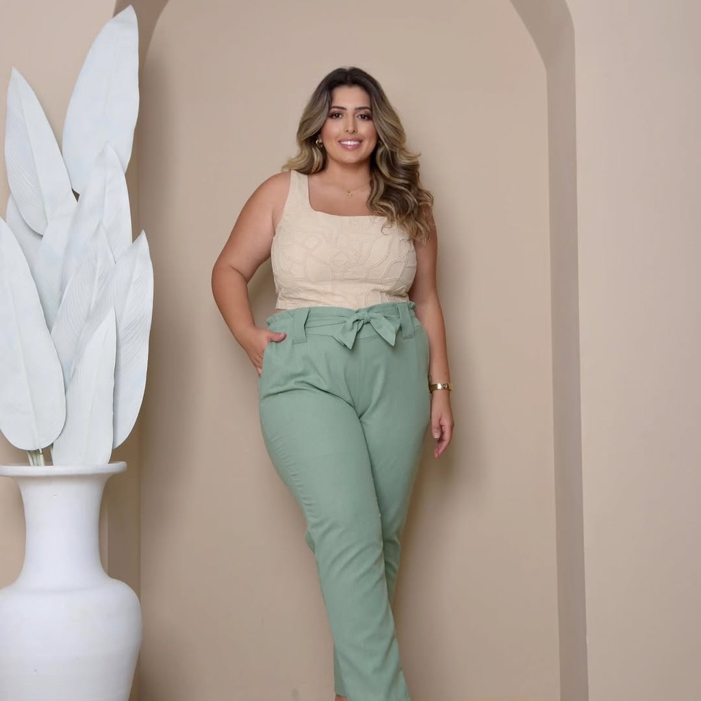 Calça Feminina Social Linho Plus Size | Tecido Linho com Cintura de ...