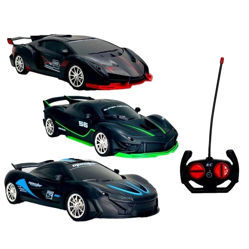 Carro Carrinho Controle Remoto Com Luzes no Farol Monster | Shopee Brasil