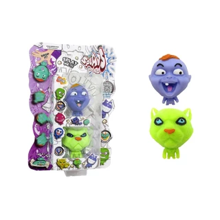 2 Bonecos Bebê Lilás e Gato Verde Claro - Splats Head Mini