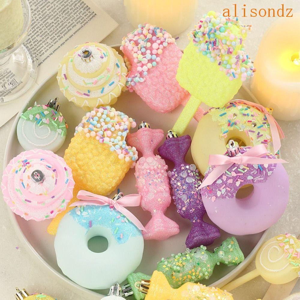 Conjunto De Bolas De Doces De Natal ALISOND1 , | Pingente Pirulito De Bolo De PVC , Enfeites Elegantes De Árvore DIY